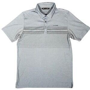 TravisMathew Polo Shirt Mens Medium Light Blue Striped Short Sleeve Golf Top
